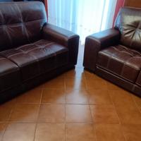 Divano 3 + 2 in vera pelle