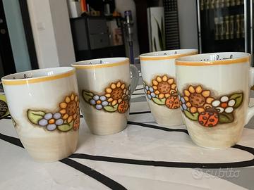 Set 4 tazze Thun country - giraoli e coccinella