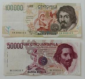 #10.  Banconote 100000 lire e 50000 lire.