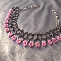 Collana collare girocollo a rete Ottone Fiori 