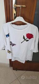  t-shirt bianca dal taglio oversize