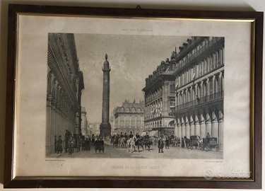 Antica Stampa Parigi Vendome Austerlitz Napoleone