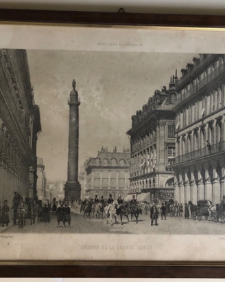 Antica Stampa Parigi Vendome Austerlitz Napoleone