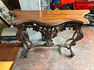 Consolle Tavolo Ingresso in Legno Stile Barocco 