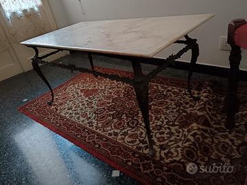 TAVOLO ANTICO DA CAFFÈ IN MARMO e Ottone 