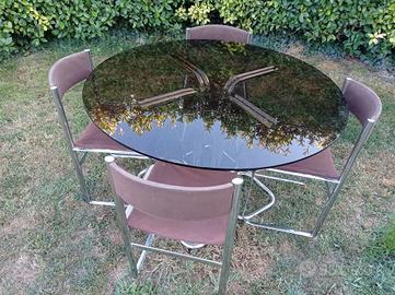 Tavolo pranzo e 4 sedie design Giotto Stoppino 