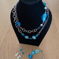 Collana cristalli, perle e alluminio