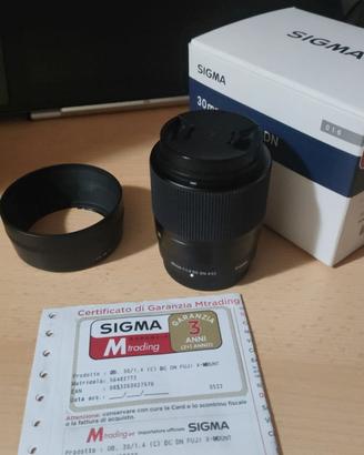 Sigma 30mm f1.4 DC DN Fujifilm X