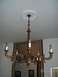 Lampadario in legno anni 70