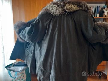 Cappotto pelle con volpe grigia