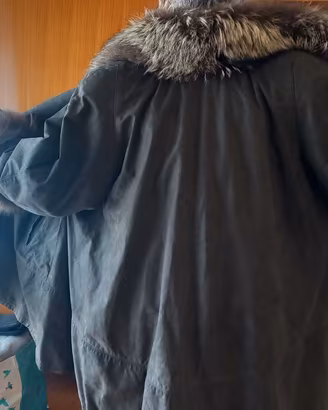 Cappotto pelle con volpe grigia