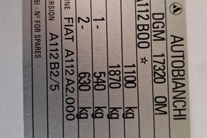 TARGHETTA TELAIO Autobianchi A112