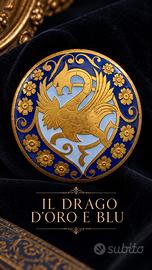 Antica grande spilla drago in smalti fine 800
