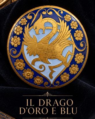 Antica grande spilla drago in smalti fine 800