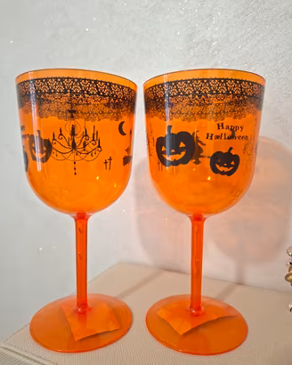 Calici Halloween arancioni in plastica 