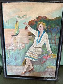 Dipinto Originale 1939 Arte Popolare Greca+cornice