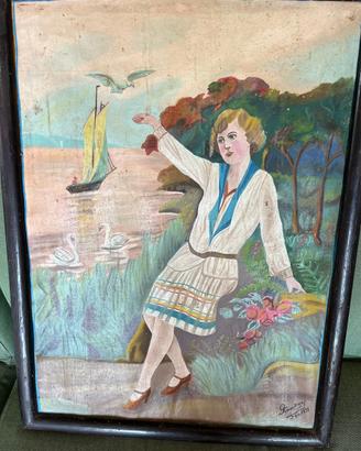 Dipinto Originale 1939 Arte Popolare Greca+cornice