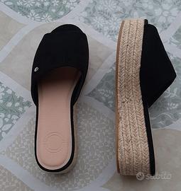 ciabatte nere zeppa corda