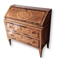 Scrivania a ribalta antica intarsiata stile Luigi
