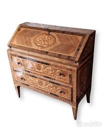 Scrivania a ribalta antica intarsiata stile Luigi