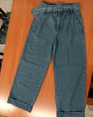 jeans gamba larga con risvolto 