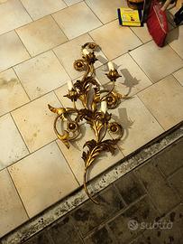 Lampade da parete 4 luci in metallo dorato vintage