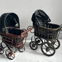 Antiche carrozzine vimini e tessuto fine 1800