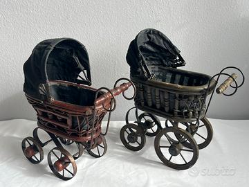 Antiche carrozzine vimini e tessuto fine 1800