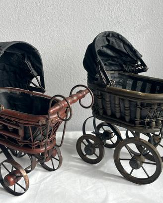 Antiche carrozzine vimini e tessuto fine 1800