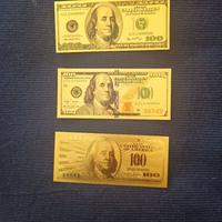 3 x 100 DOLLARI U.S.A. LAMINA D'ORO