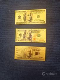 3 x 100 DOLLARI U.S.A. LAMINA D'ORO