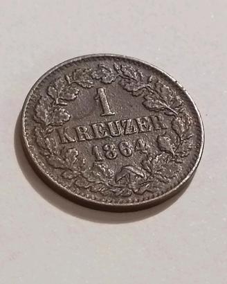 Rara moneta 1 Kreuzer 1864 - Ducato di Baden