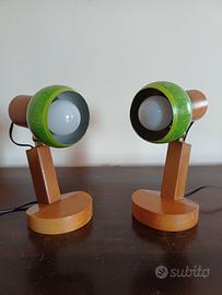Coppia abat-jour verdi base legno