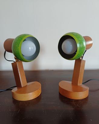 Coppia abat-jour verdi base legno