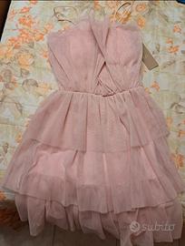 Vestito rosa in tulle a balzi, Taglia Unica