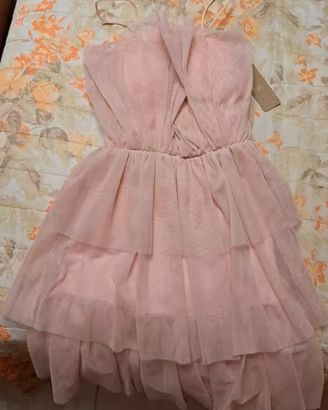 Vestito rosa in tulle a balzi, Taglia Unica