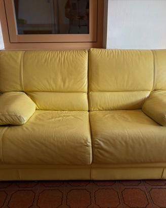 Divano 2 Posti in Pelle Gialla