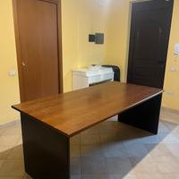 Set scrivania + scrittoio in legno e ferro