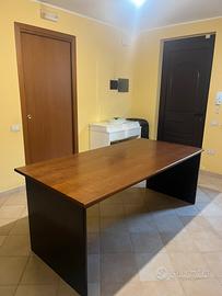 Set scrivania + scrittoio in legno e ferro