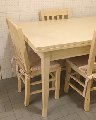 Tavolo cucina allungabile con 4 sedie + cuscini