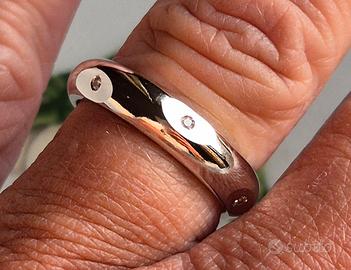 anello tutto giro unisex in metallo  con swaroski 