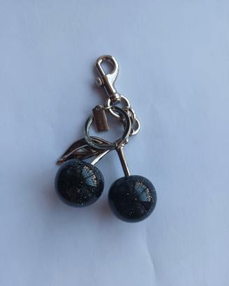 portachiavi Coach ciliegie nere metallo argento 