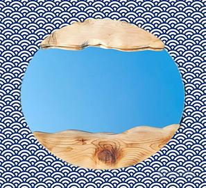 Specchio rotondo in legno
