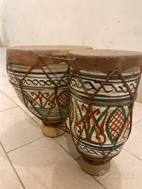 Tamburi marocchini in ceramica e vera pelle