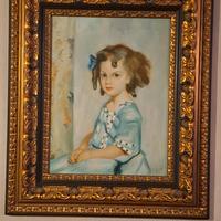 Quadro ritratto di fanciulla olio su tela 