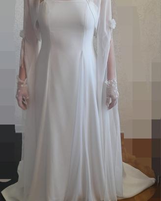 Abito Bianco da sposa in raso e tulle