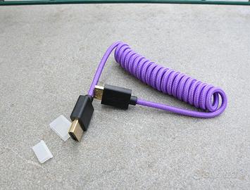 Cavo a spirale intrecciato viola Mini HDMI - HDMI