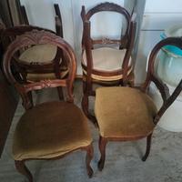 N 6 sedie legno con seduta imbottita di velluto