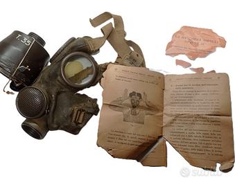 MASCHERA ANTIGAS 1935 PIRELLI T.35 + LIBRETTO WW2