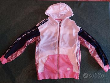 FELPA CON ZIP  ROSA E BIANCA 11-12 ANNI DESIGUAL